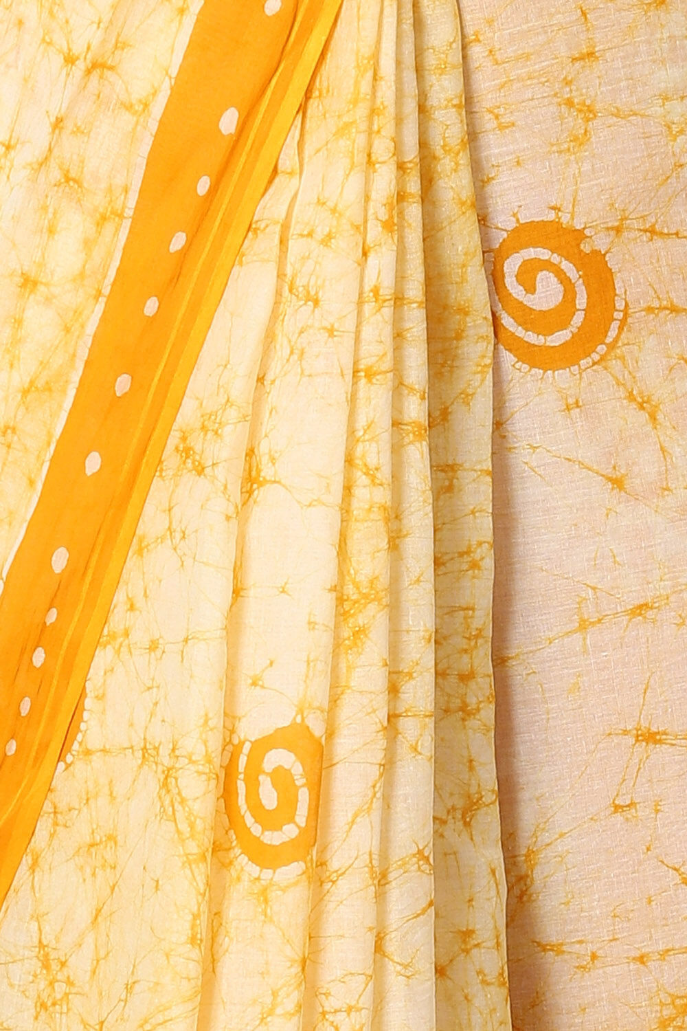 Light Pure Yellow Cotton Batik Saree image number null