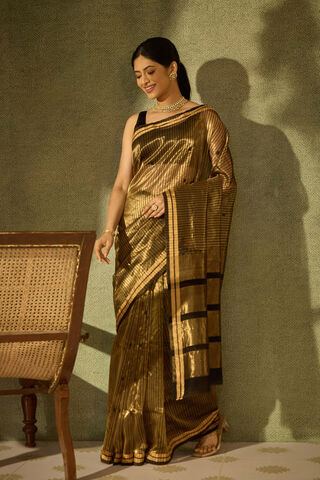 Black Woven Pure Silk Tissue Chanderi Saree thumbnail image number null