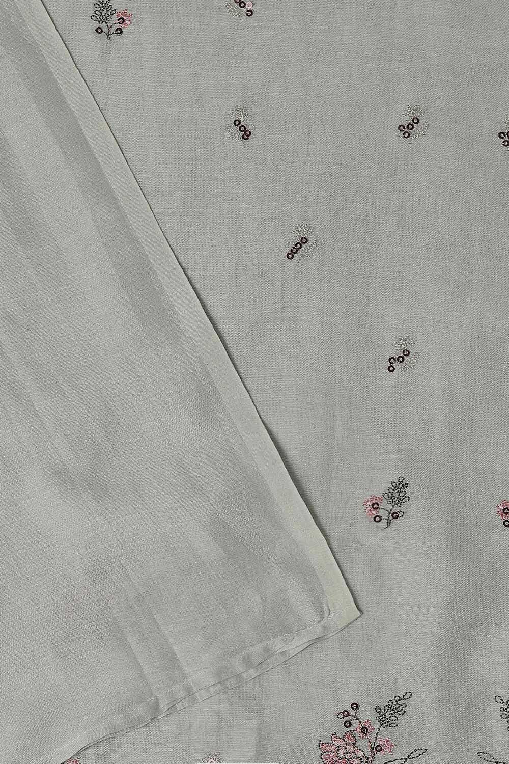 Light Green Silk Cotton Embroidered Unstitched Suit Set image number null