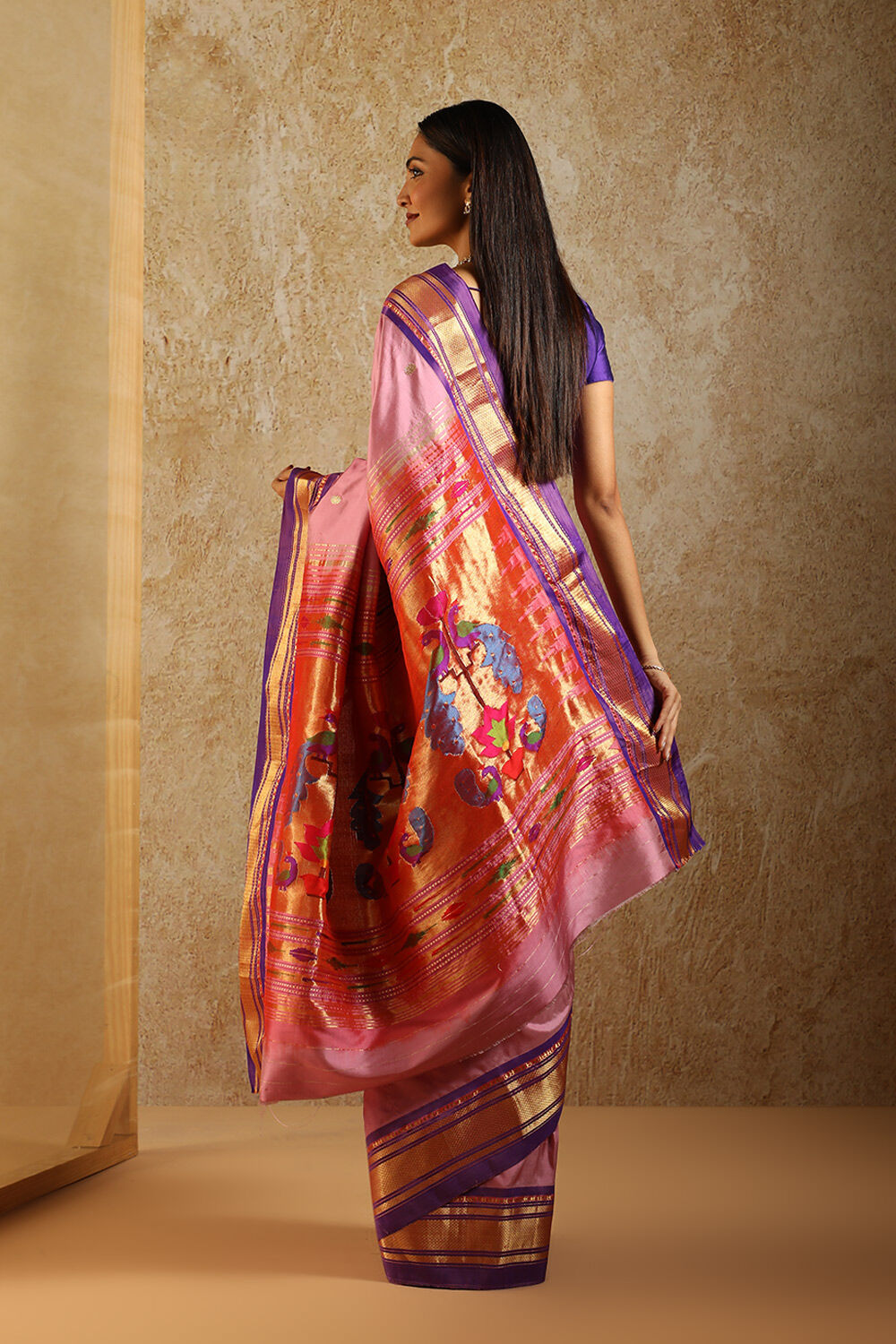 Pink Tapestry Pure Silk Paithani Saree image number null