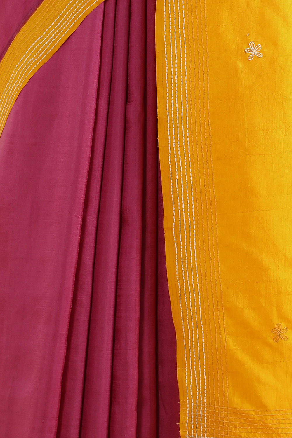 Pink Pure Silk Kantha Saree image number null