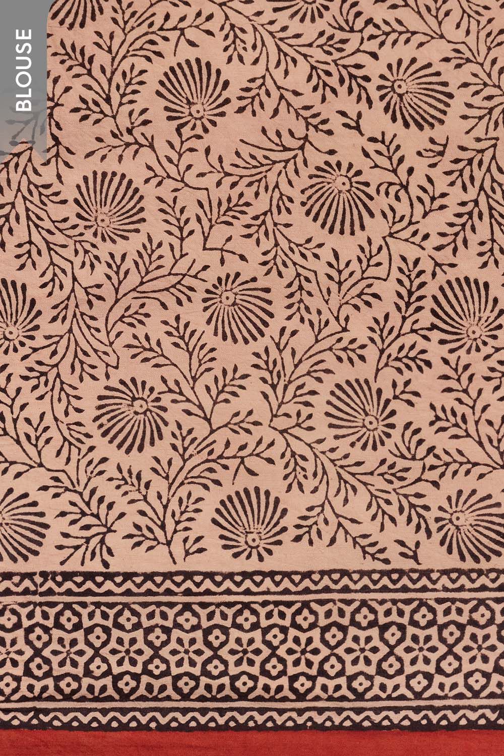 Dark Red Rajasthan Block Printed Pure Cotton Saree image number null