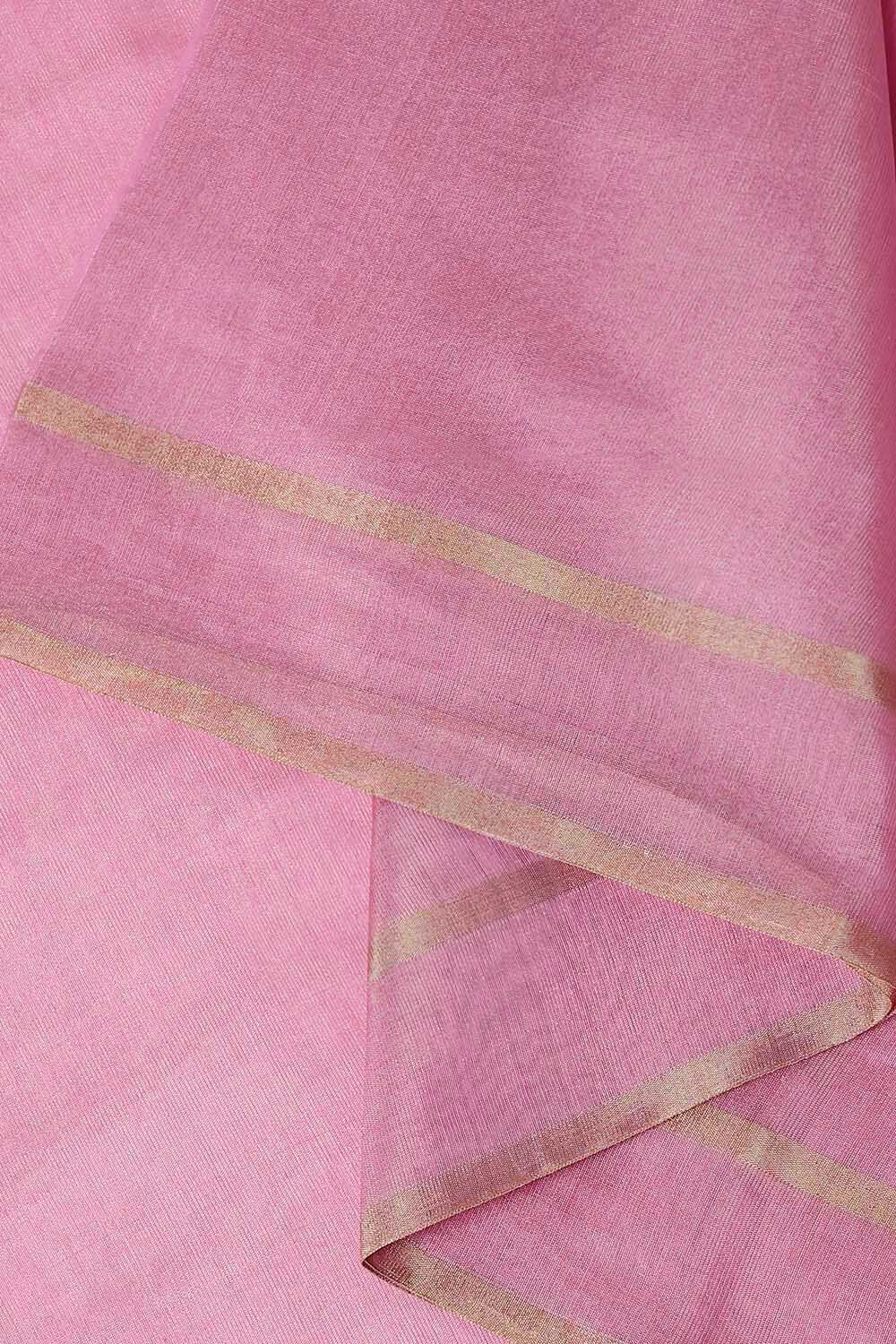 Light Pink Pure Cotton Tissue Chanderi Saree image number null