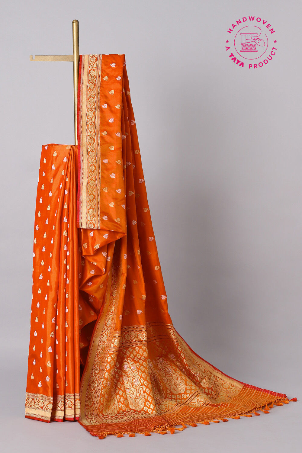 Orange Pure Silk Banarasi Saree image number null