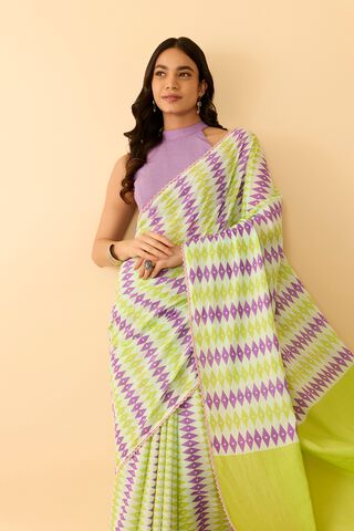 Light Green Screen Printed Bengal Pure Cotton Saree image number