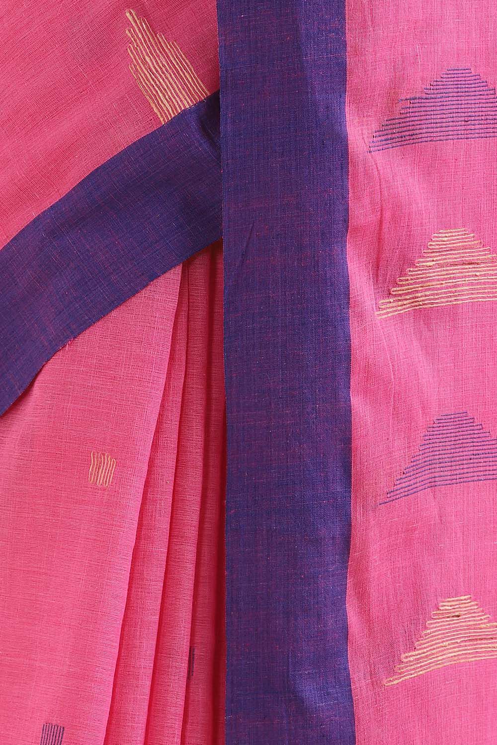 Pink Pure Cotton Jamdani Saree image number null
