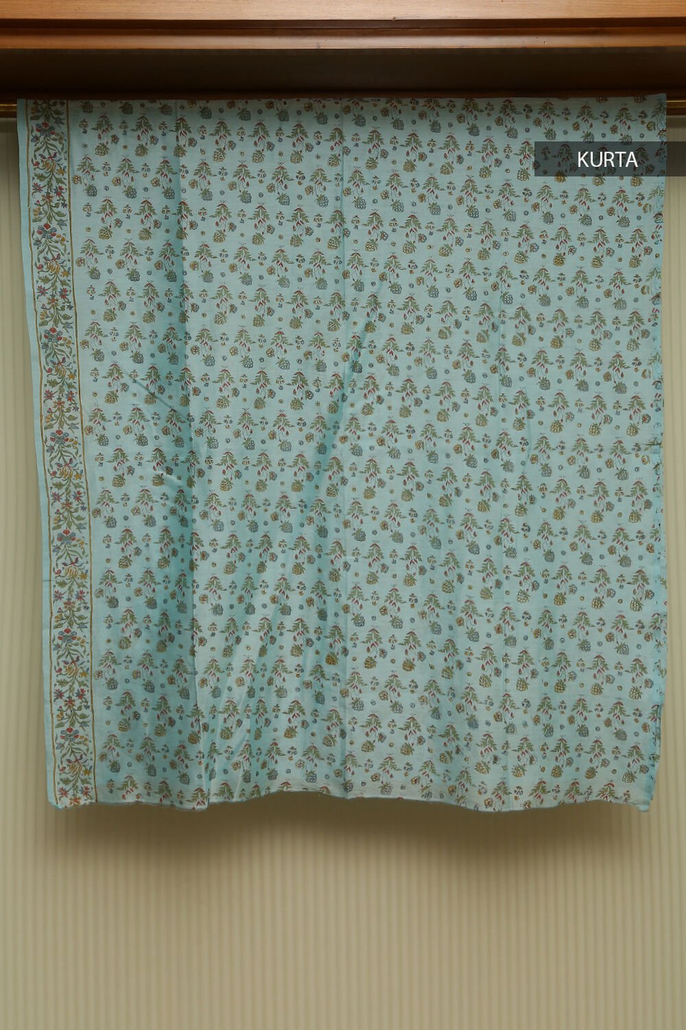 Powder Blue Printed Pure Silk Cotton Suit Set image number null
