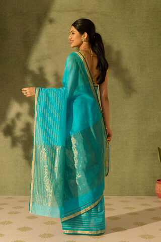 Blue Woven Pure Silk Cotton Chanderi Saree thumbnail image number null