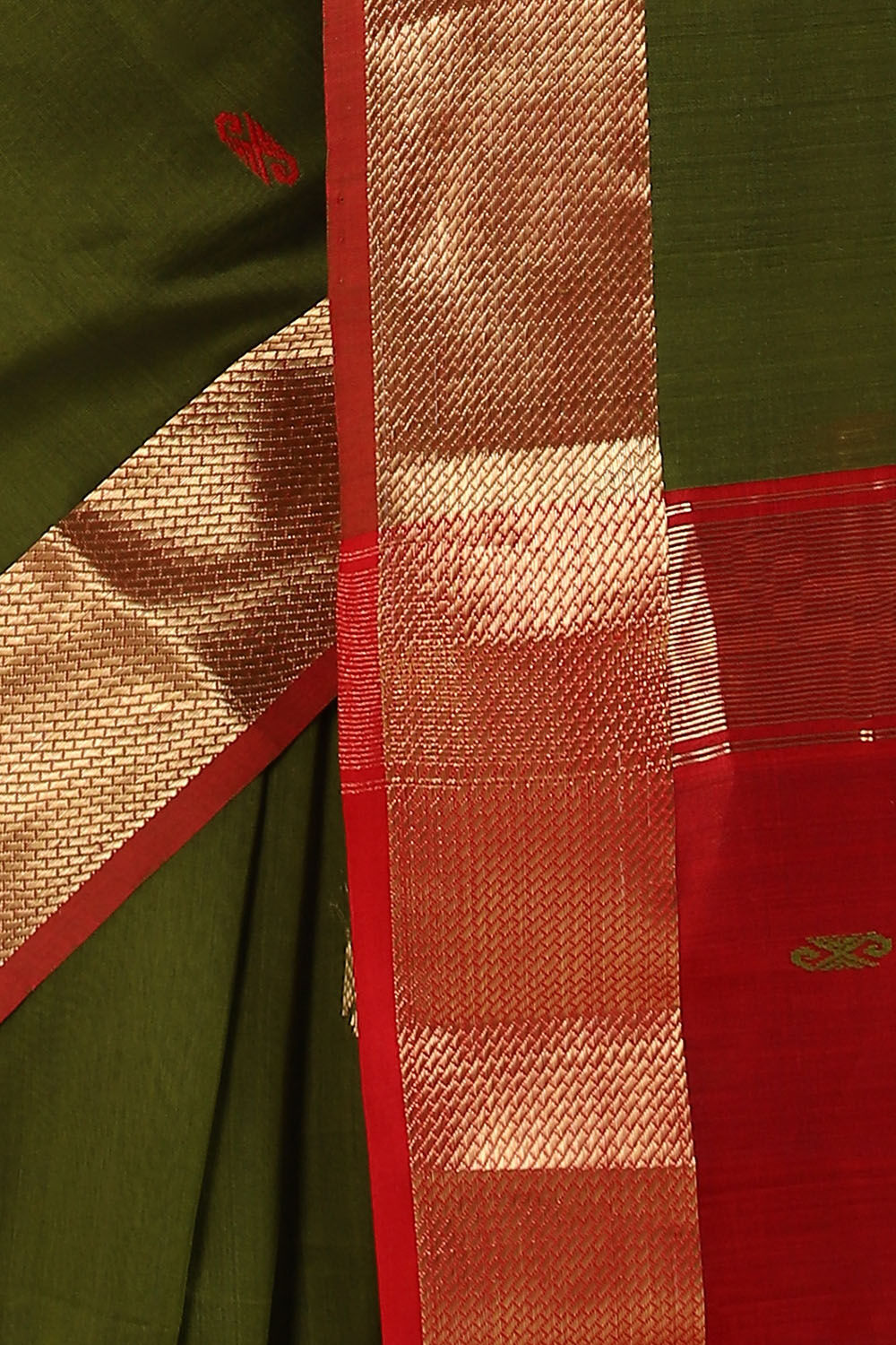 Green Pure Silk Cotton Maheswari Saree image number null