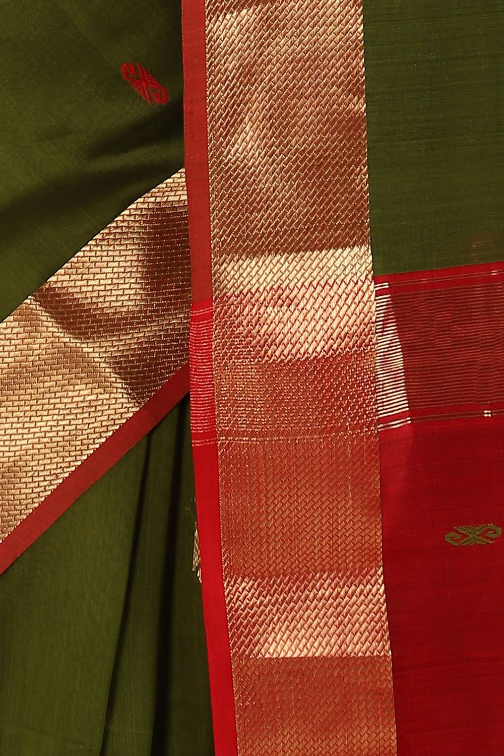 Green Pure Silk Cotton Maheswari Saree image number null