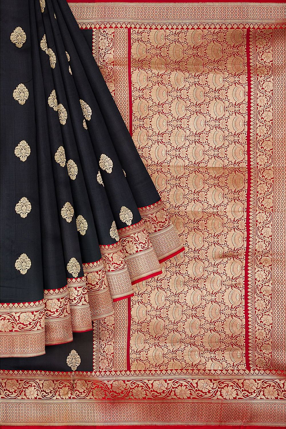 Black Pure Silk Banarasi Saree image number null