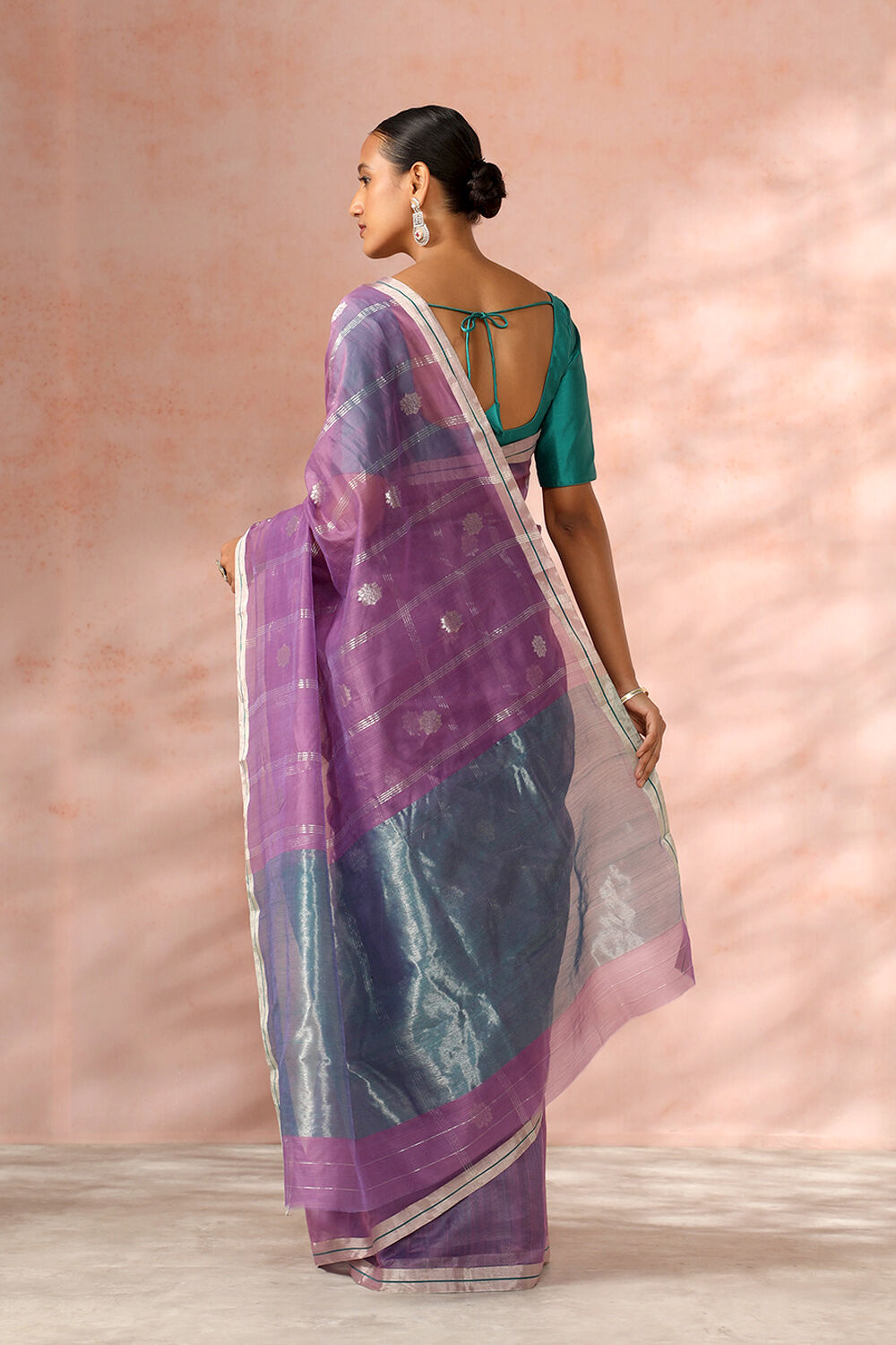 Purple Chanderi Pure Silk Cotton Woven Saree image number null