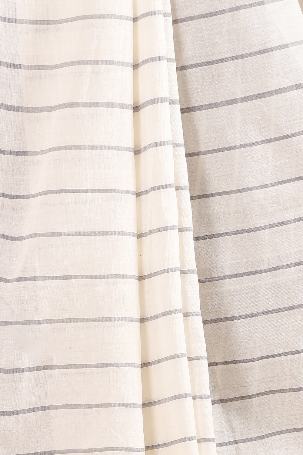 Off Pure White Cotton South Saree image number null