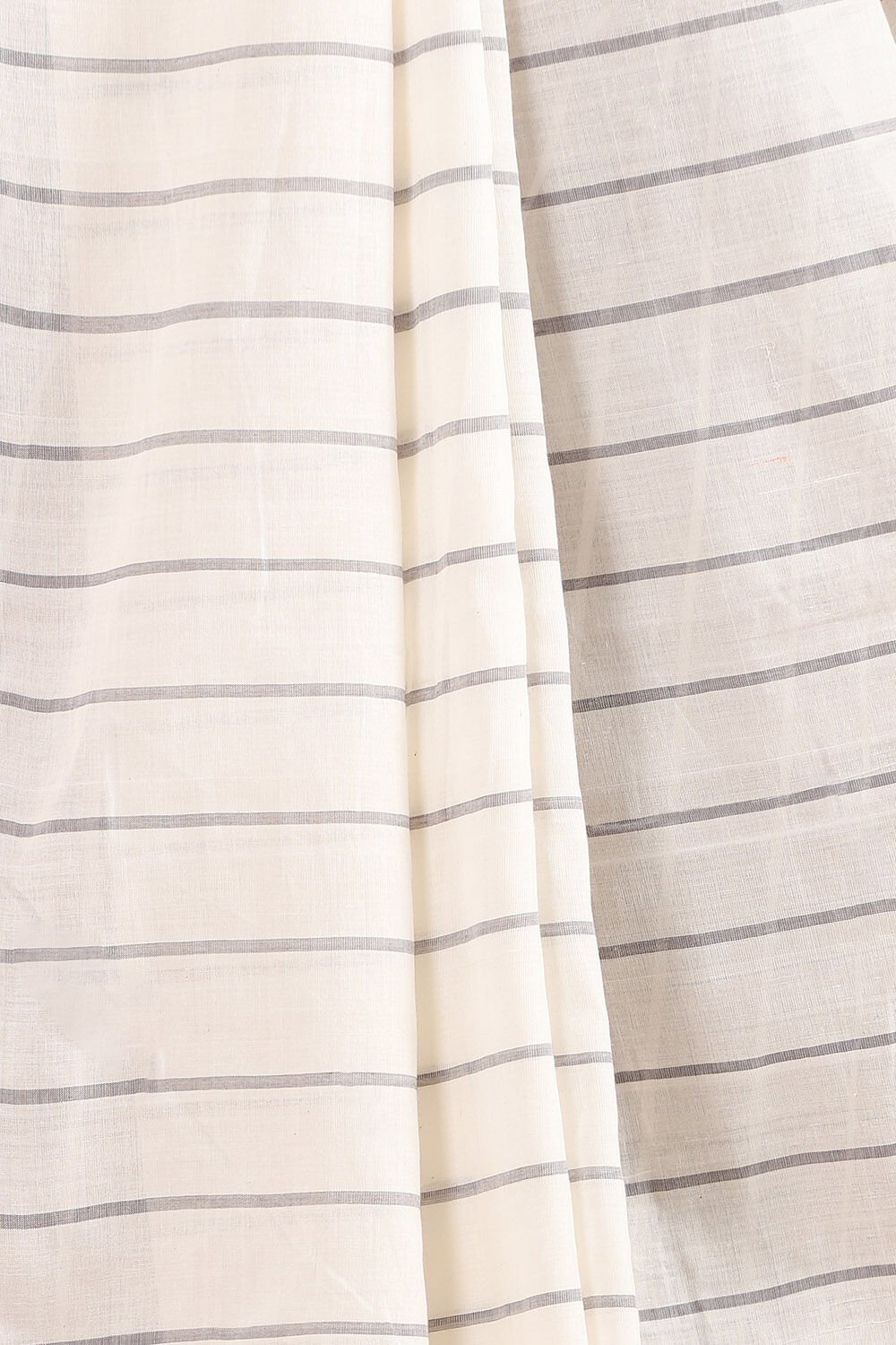 Off Pure White Cotton South Saree image number null