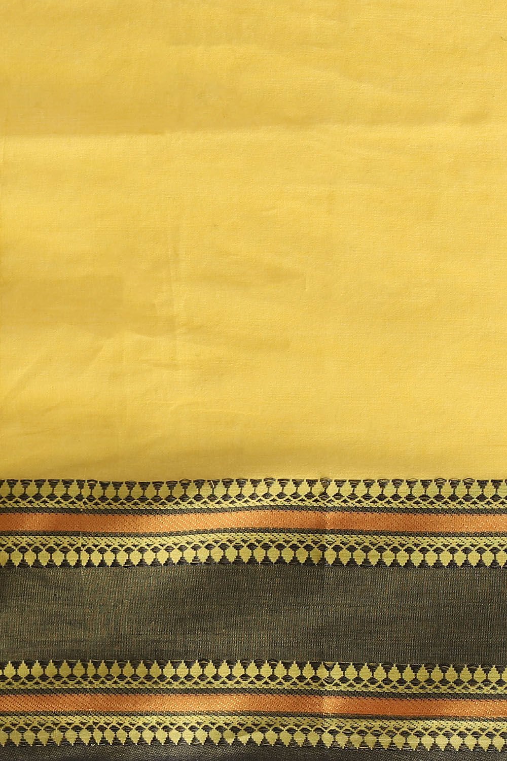 Light Pure Yellow Cotton Bengal Saree image number null