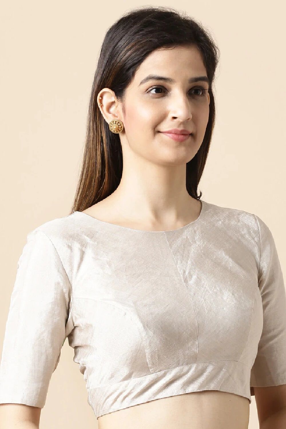 Silver Tissue Cotton Blouse image number null