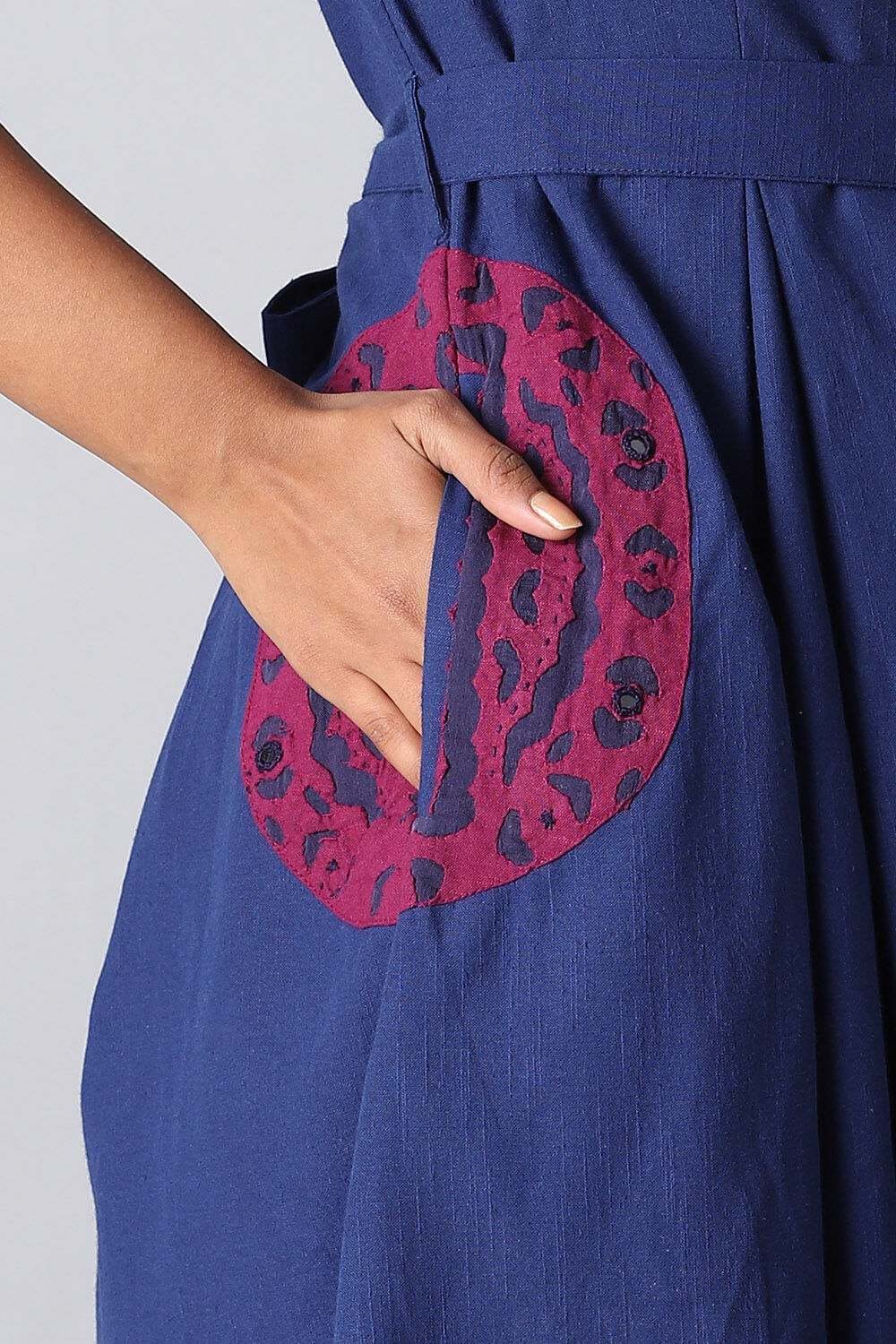 Blue Cotton Applique Kurta image number null