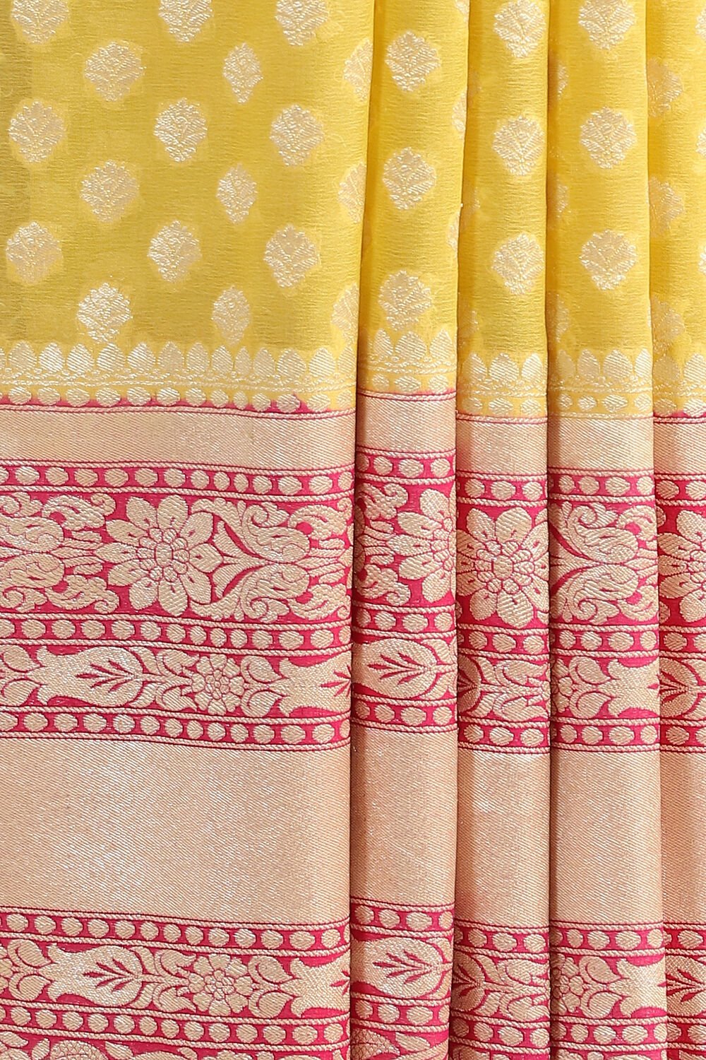 Light Yellow Handwoven Banarasi Pure Georgette Saree image number null