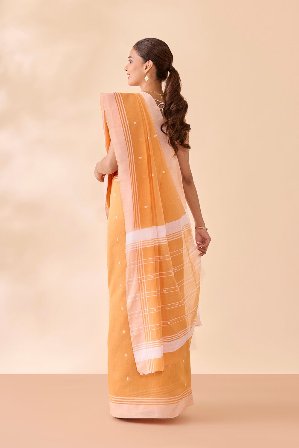 Orange Woven Pure Silk Cotton Chanderi Saree image number null
