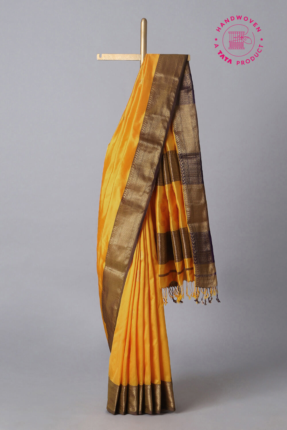 Yellow Pure  Silk Maheswari Saree image number null