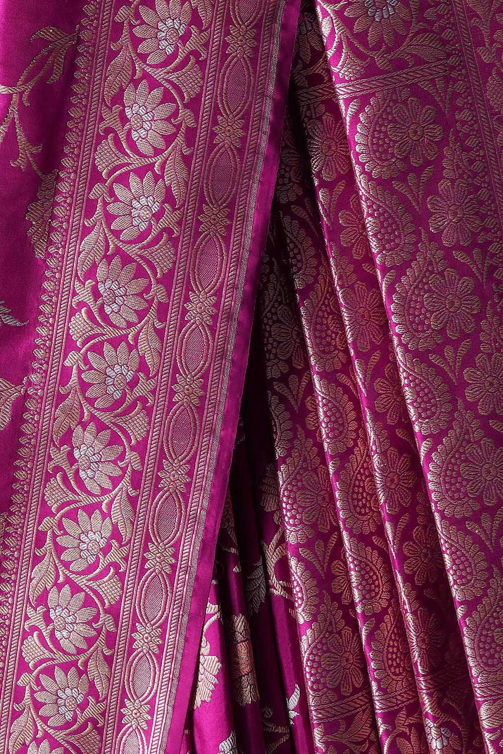 Purple Pure Silk Banarasi Saree image number null