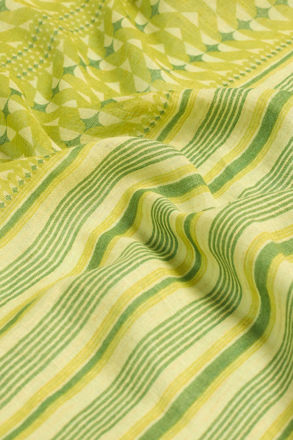 Green Screen Printed Pure Linen Saree image number null