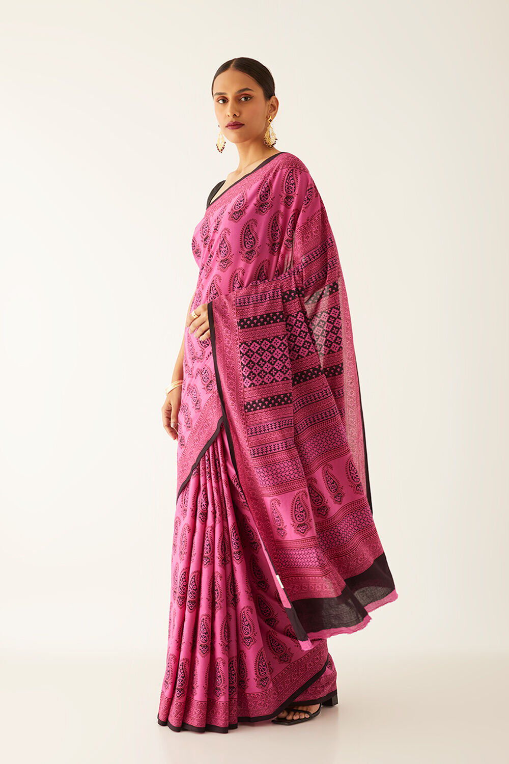 Pink Pure Cotton Bagh Printed Saree image number null