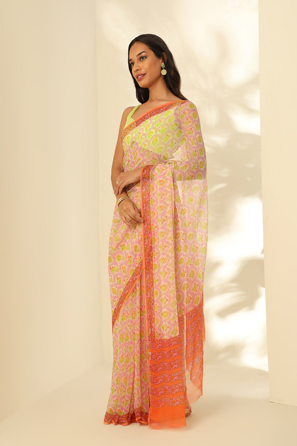 Multicoloured Viscose Chiffon Printed Saree image number null