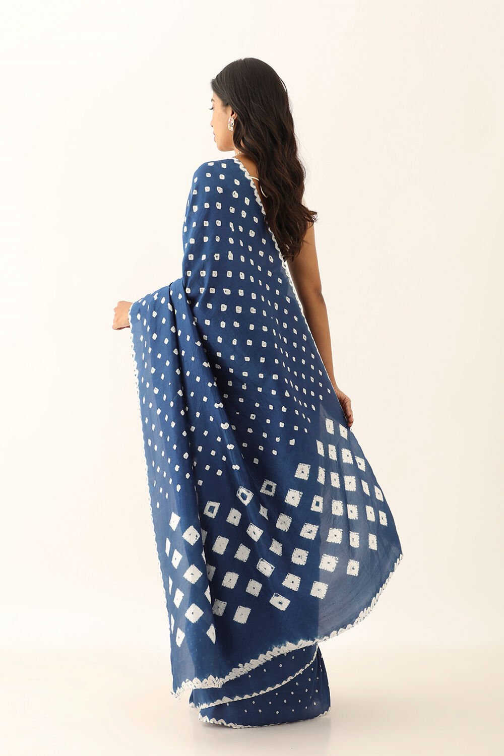 Dark Blue Pure Silk Bandhani Saree image number null