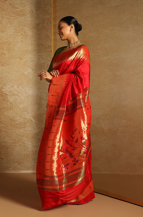 Red Pure Silk Paithani Saree