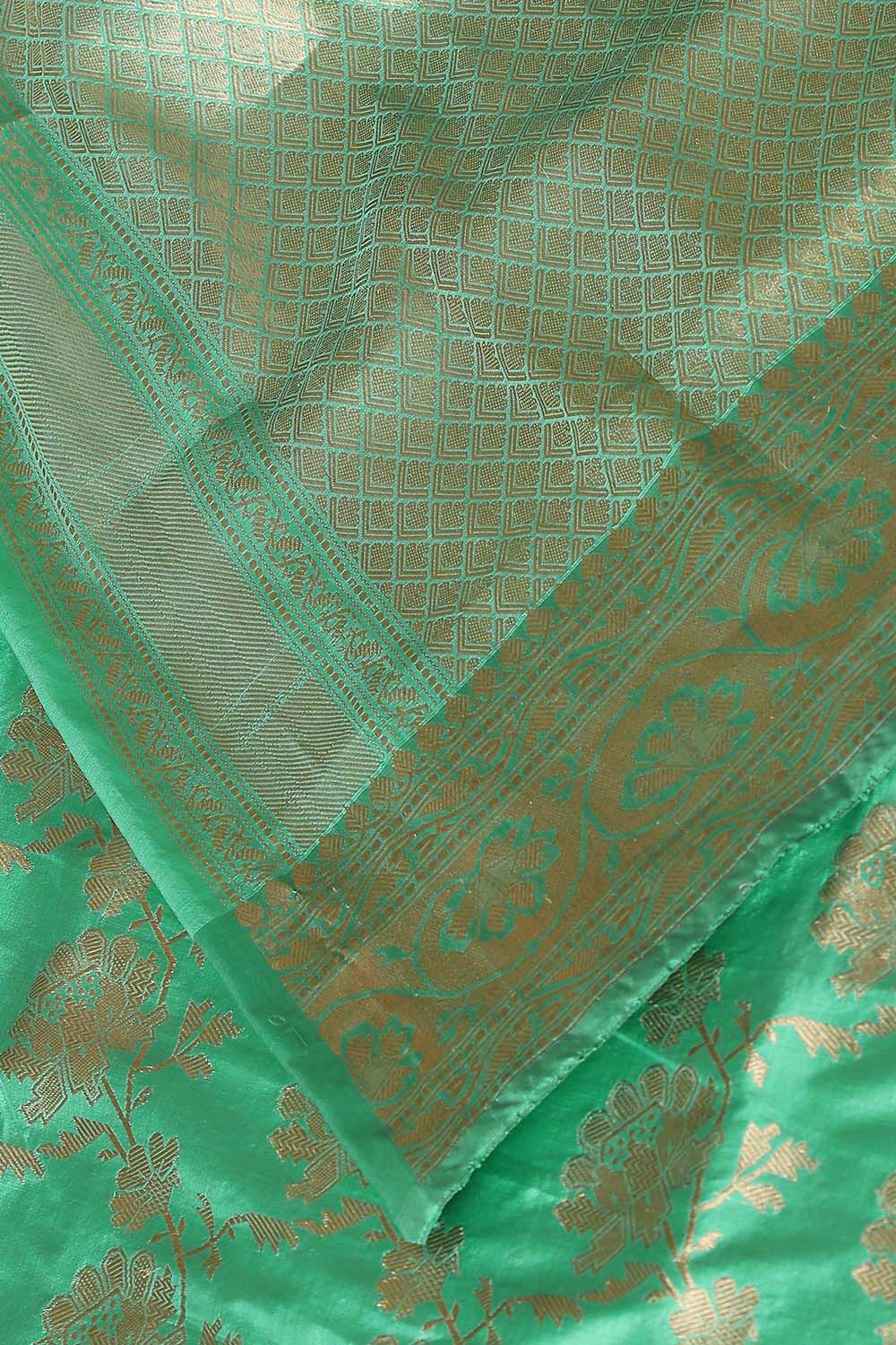 Light Green Pure Silk Banarasi Saree image number null
