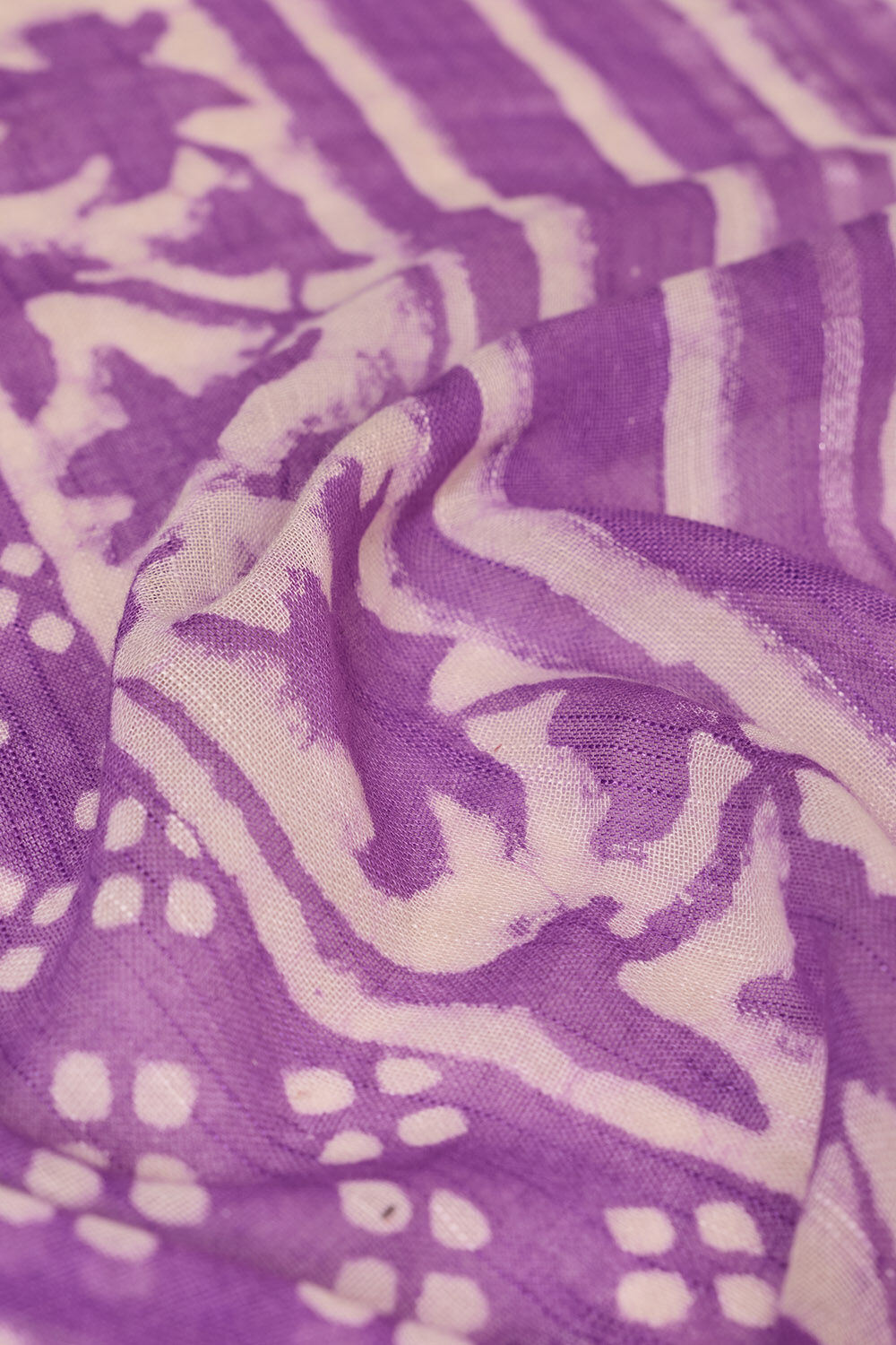 Light Violet Bagru Viscose Cotton Dabu Block Printed Saree image number null