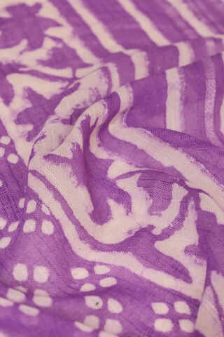 Light Violet Bagru Viscose Cotton Dabu Block Printed Saree thumbnail image number null
