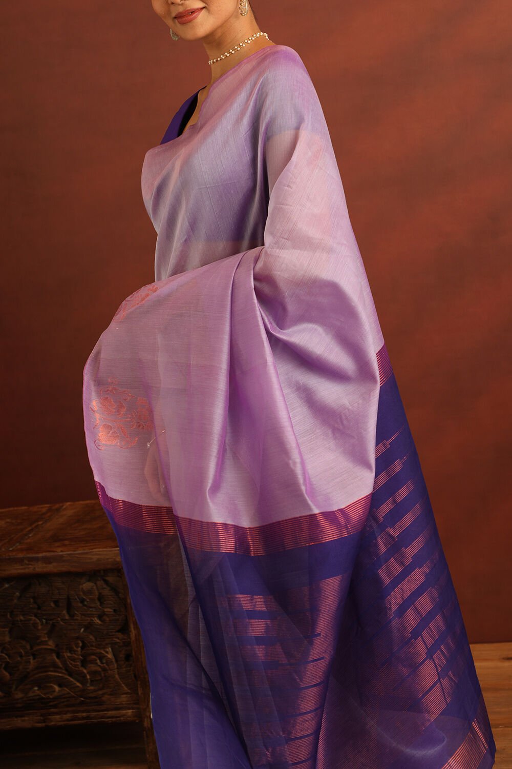 Light Violet South Pure Silk Cotton Woven Saree image number null