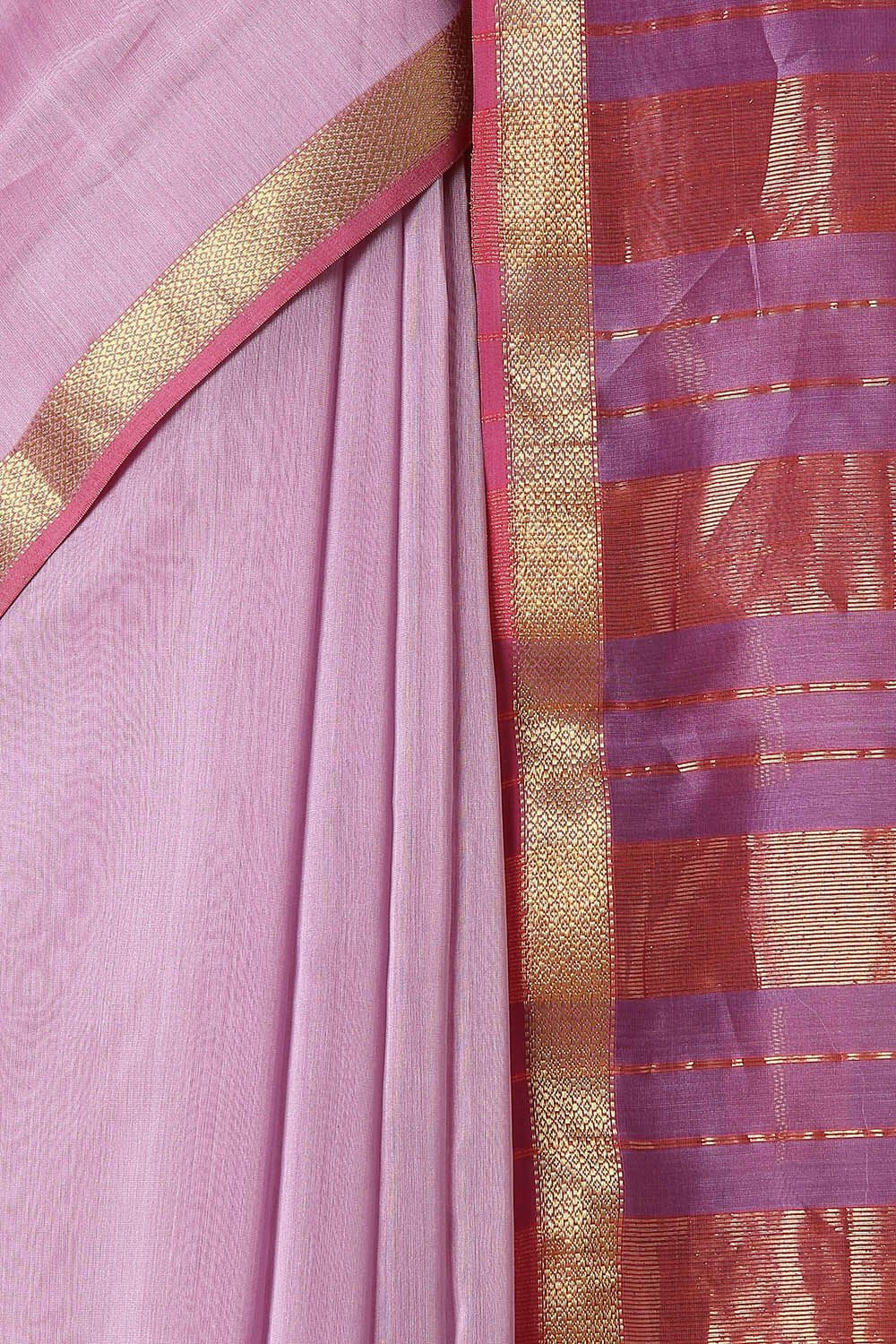 Violet Pure Silk Cotton Maheswari Saree image number null