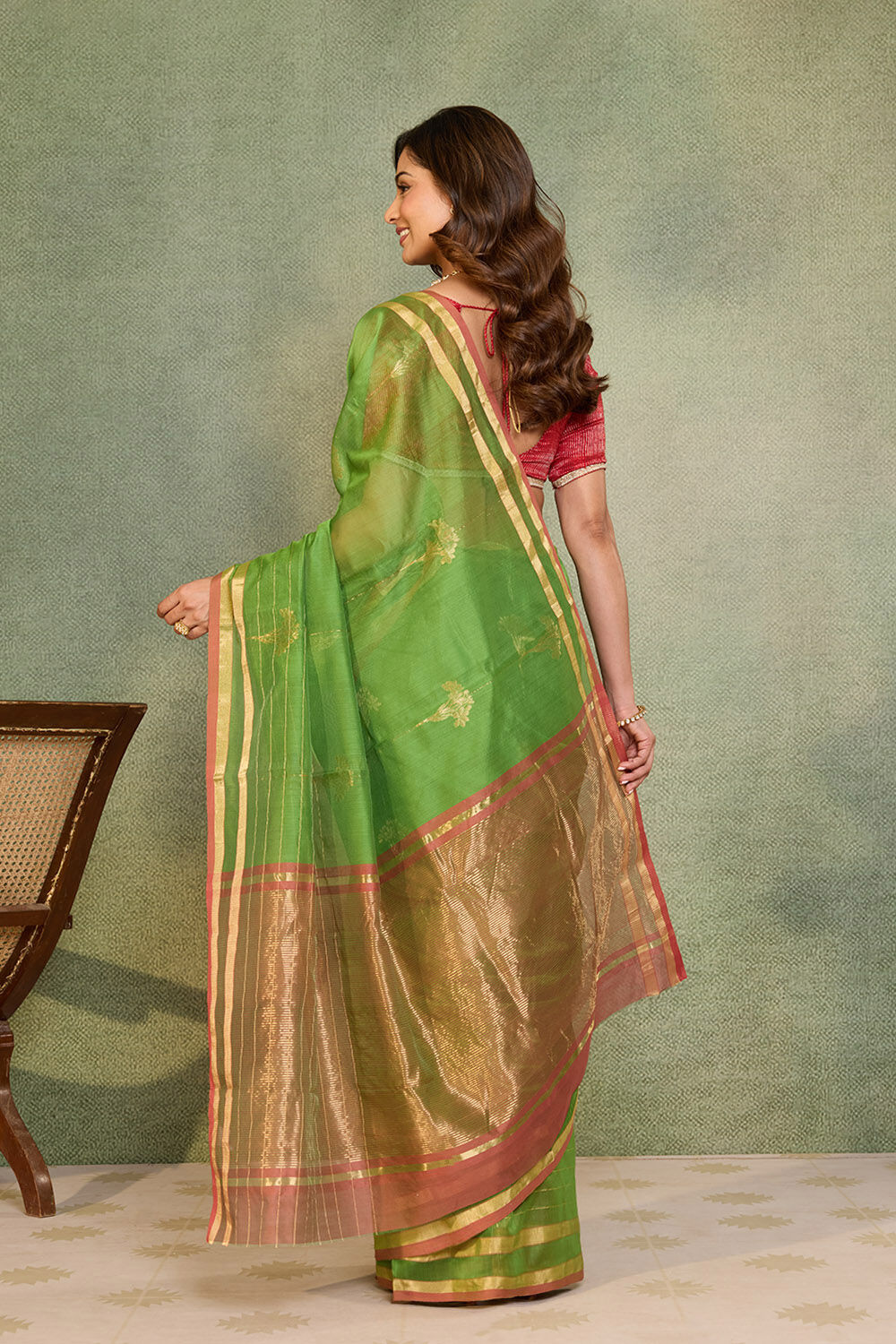 Pink Woven Pure Silk Cotton Chanderi Saree image number null