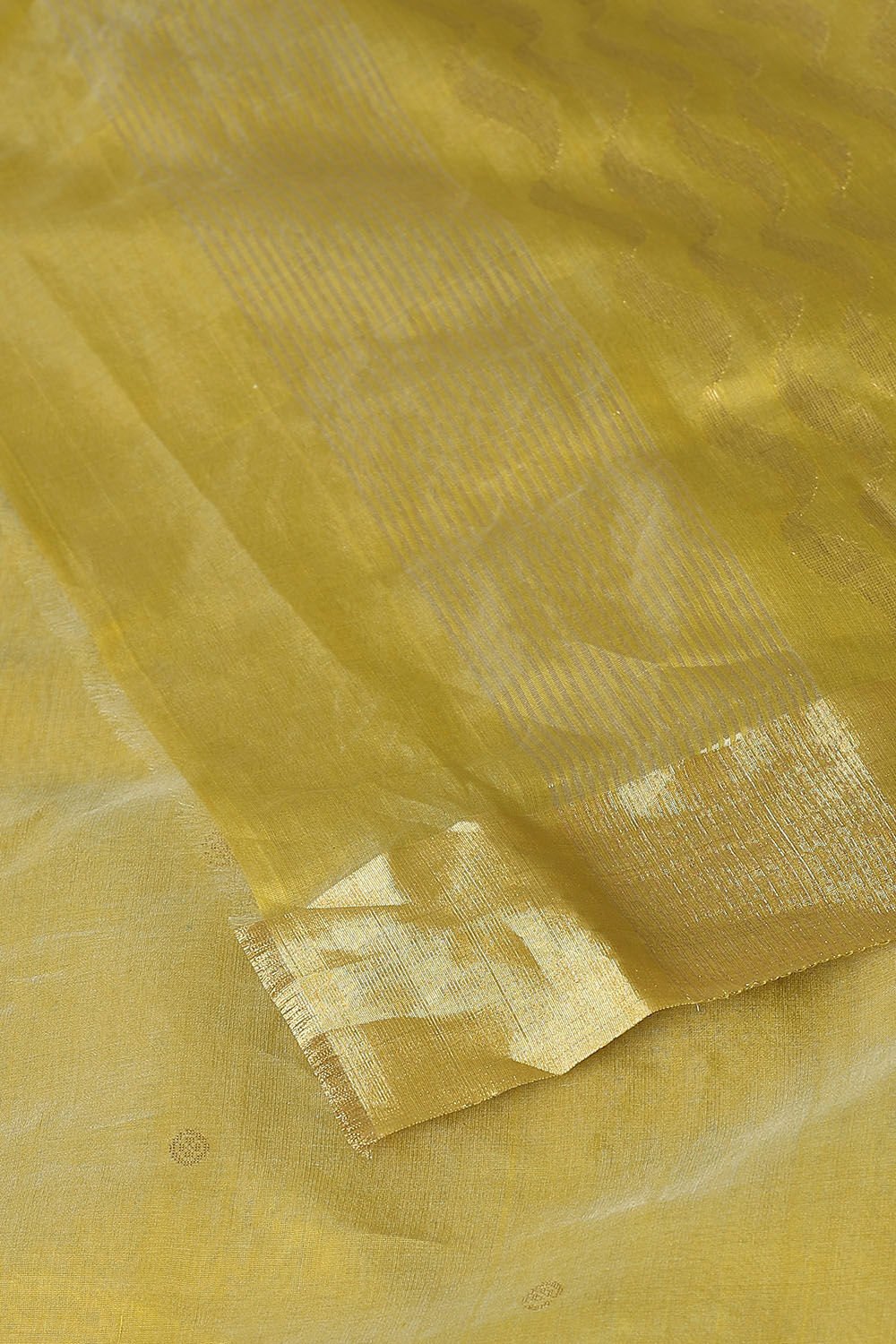 Yellow Pure Silk Cotton Chanderi Saree image number null