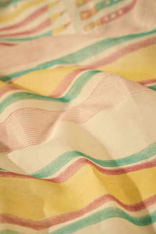 Off White Rajasthan Pure Silk Cotton Printed Sanganeri Saree thumbnail image number null