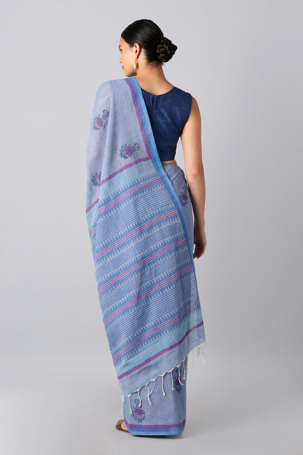 Light Blue Pure Cotton Printed Saree image number null