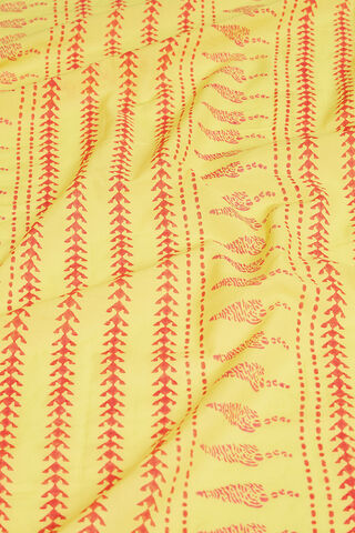 Yellow Pure Cotton Mulmul Block Printed Bengal Saree thumbnail image number null