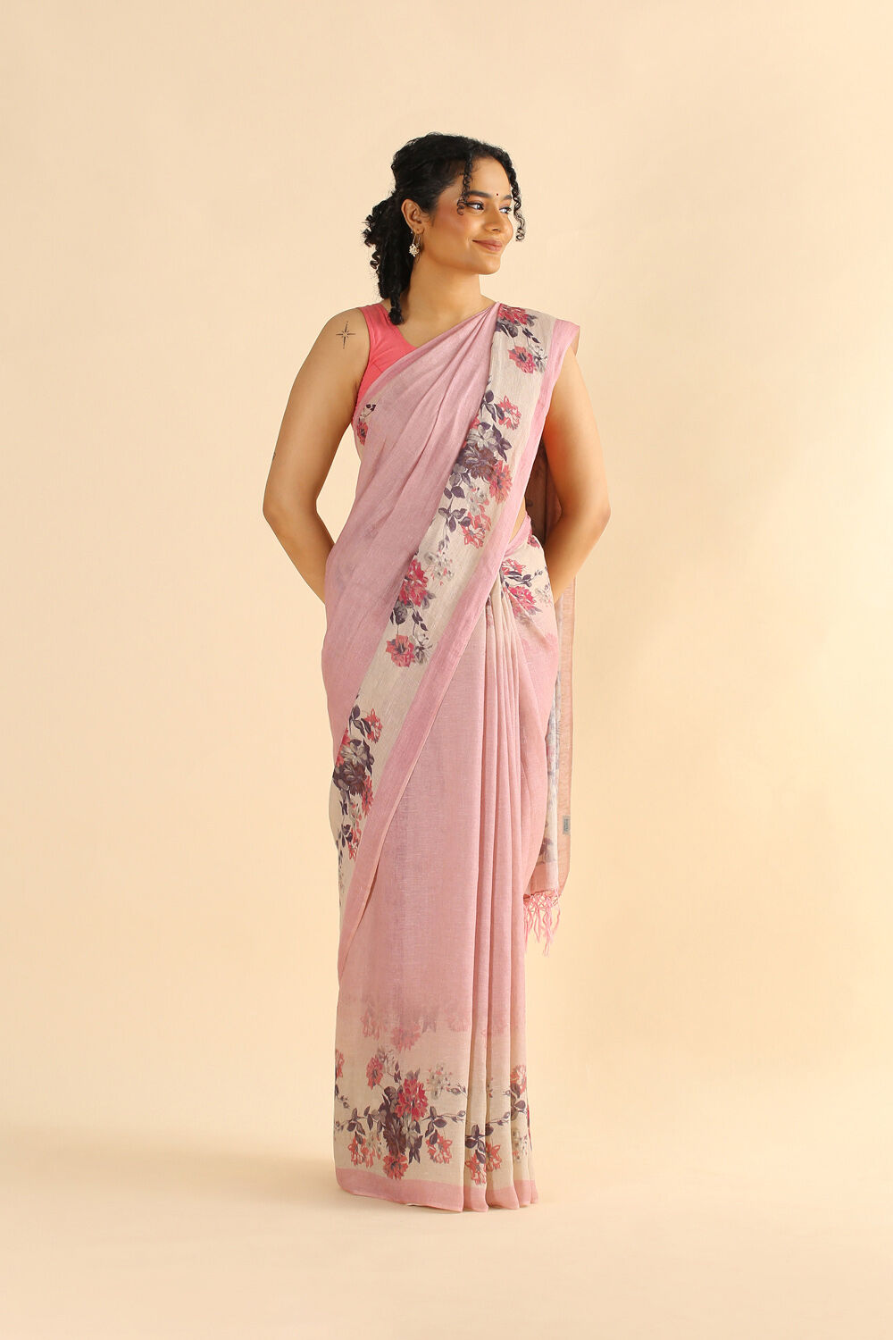 Light Pure Pink Linen Digital Printed image number null