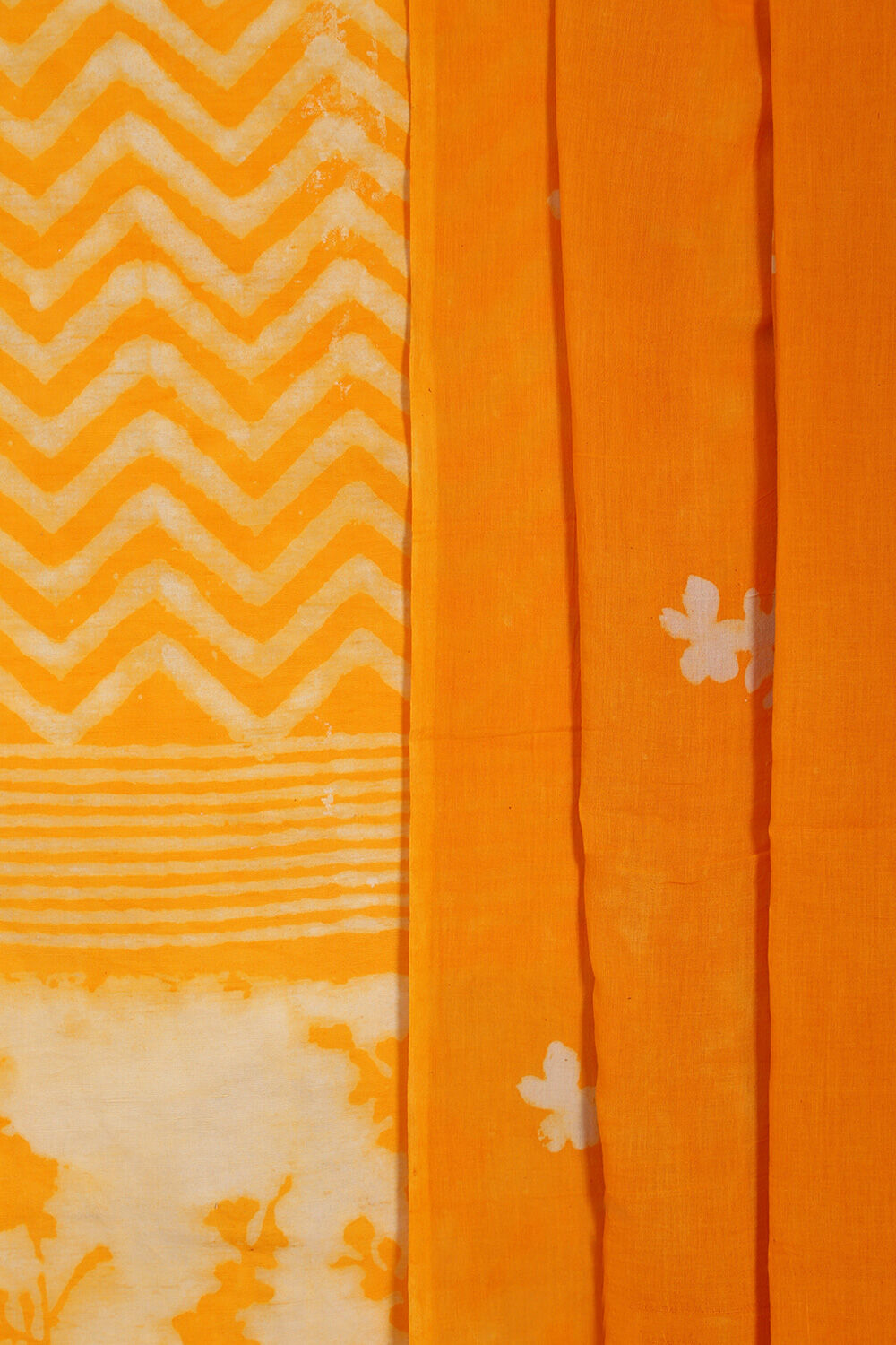 Yellow Pure Cotton Linen Dabu Block Printed Unstitched Suit Set image number null