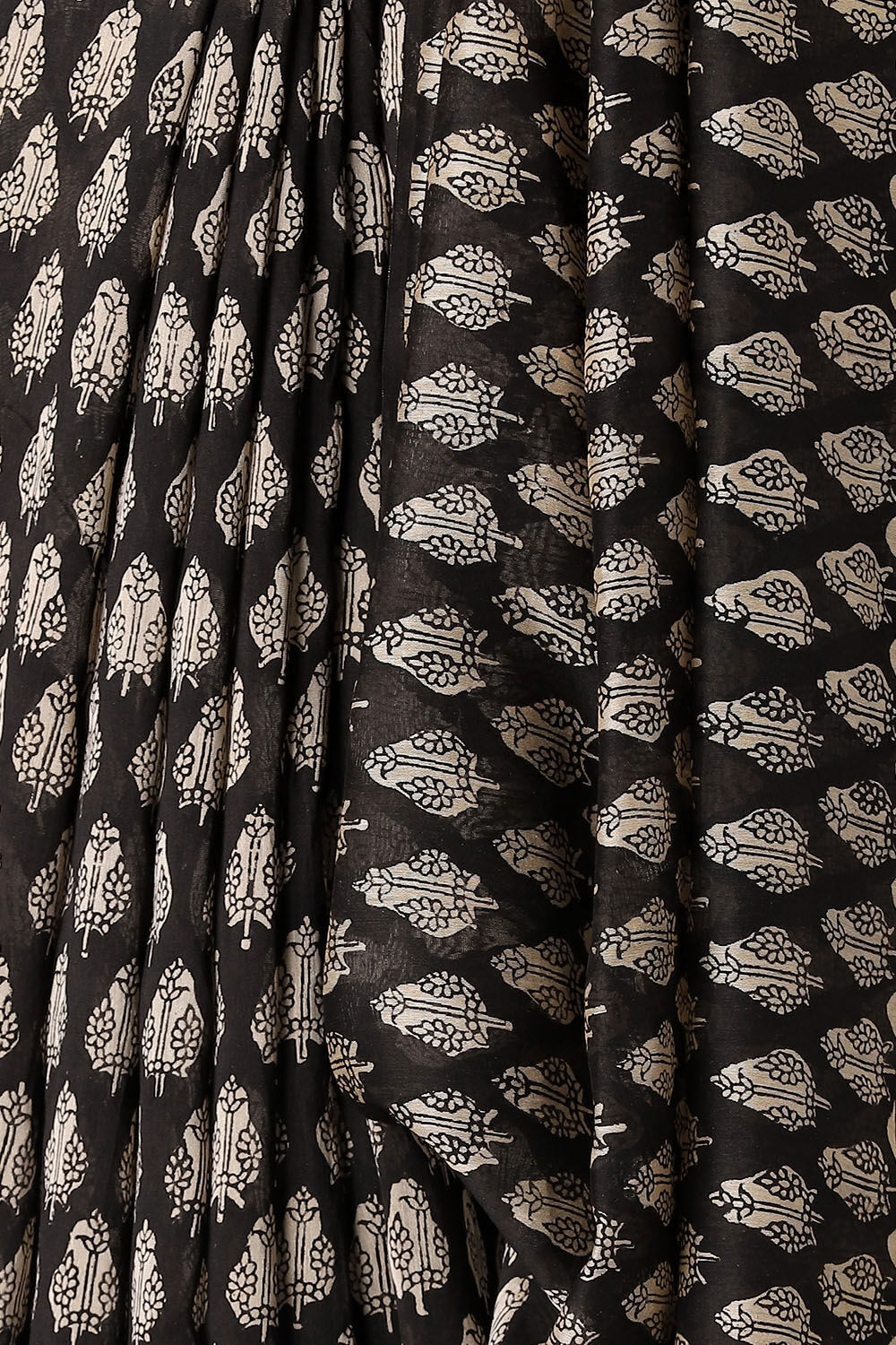 Black Pure Silk Cotton Bagru Printed Saree image number null