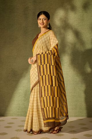 Yellow Rajasthan Pure Silk Cotton Printed Sanganeri Saree thumbnail image number null