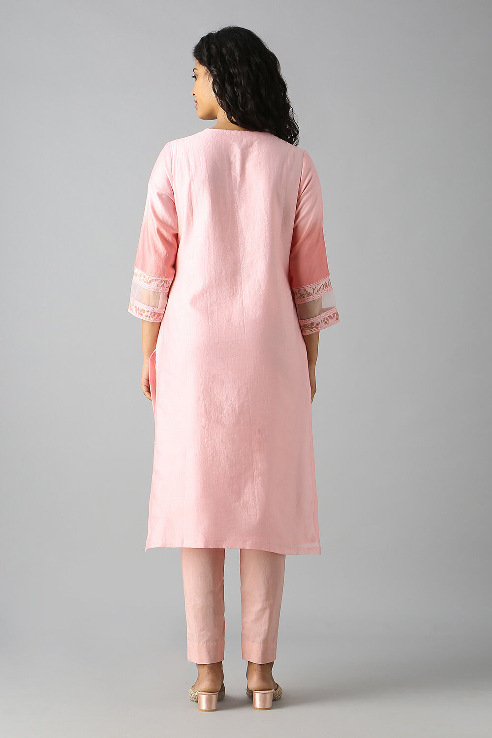 Pink Embroidered Kurta image number null