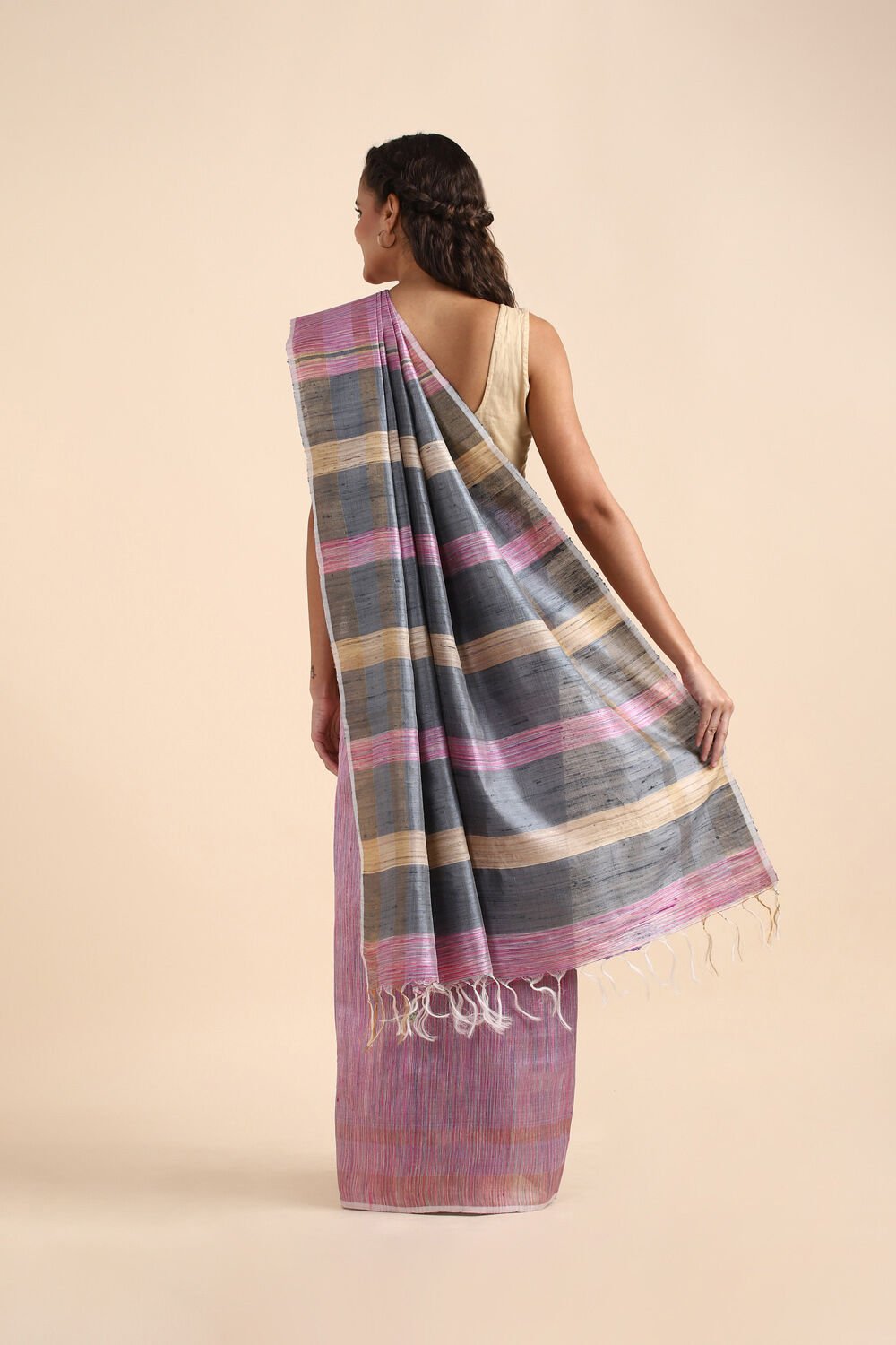 Violet Pure Tussar Silk Bhagalpuri Saree image number null