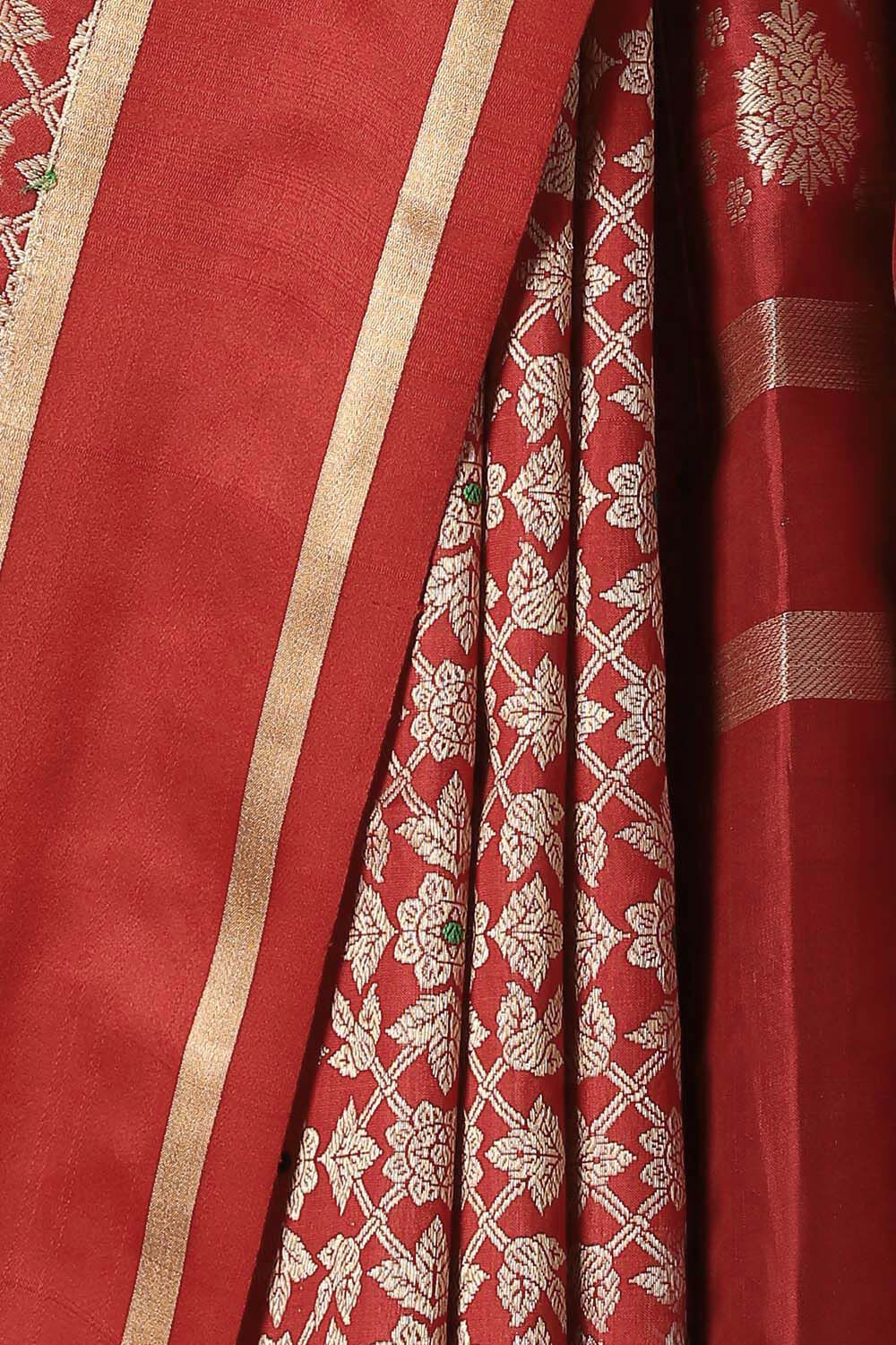 Red Pure Silk Banarasi Brocade Saree image number null