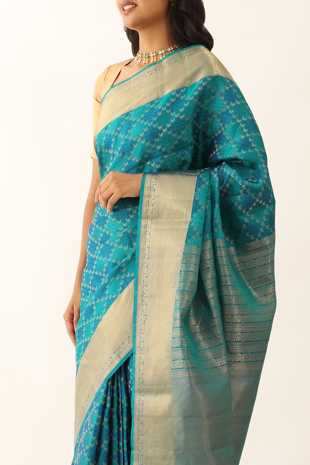 Blue Pure Silk Woven South Saree image number null