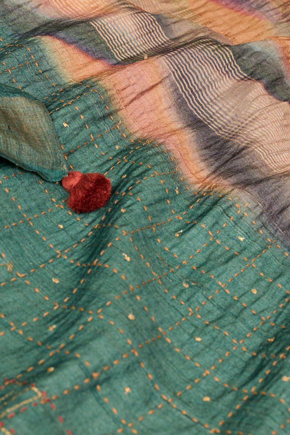 Multicolor Tussar Embroidered Saree image number null
