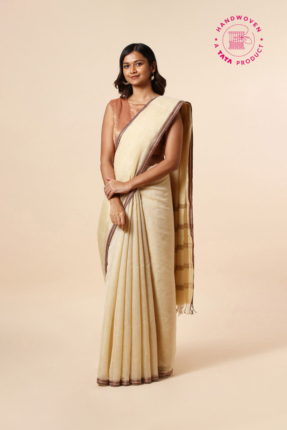 Off White Pure Khadi Silk Cotton Maheswari Saree Taneira Online Store